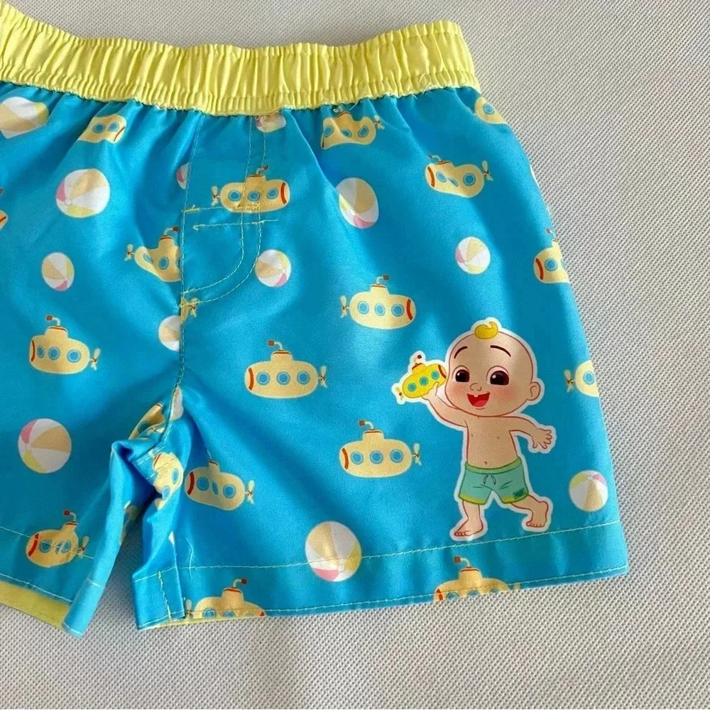 Cocomelon Swim Trunks Shorts Baby Size 12 Months Blue and Yellow Prints